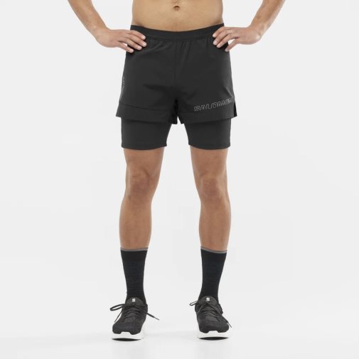 Black Salomon Cross 2in1 Men's Shorts | IE ZG1507